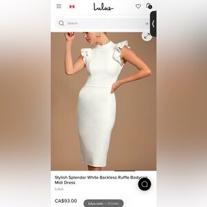 Lulu's White Ruffle Bodycon Midi Dress